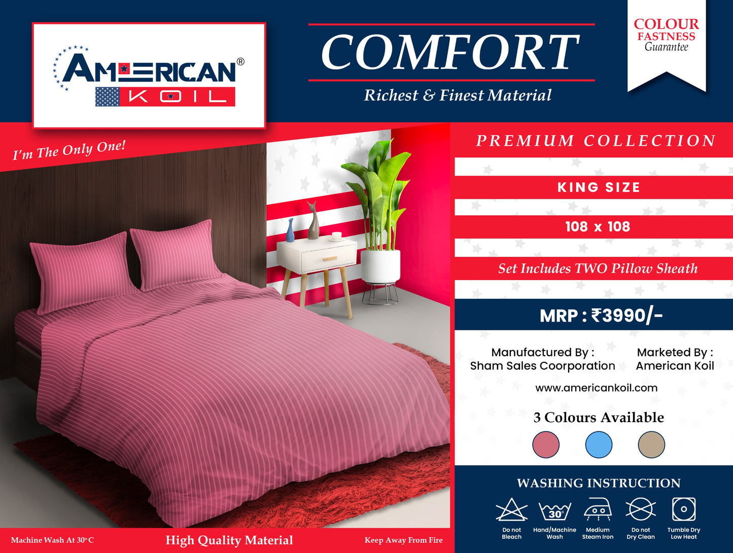 1 Pcs Blue Comforter 108 x 108